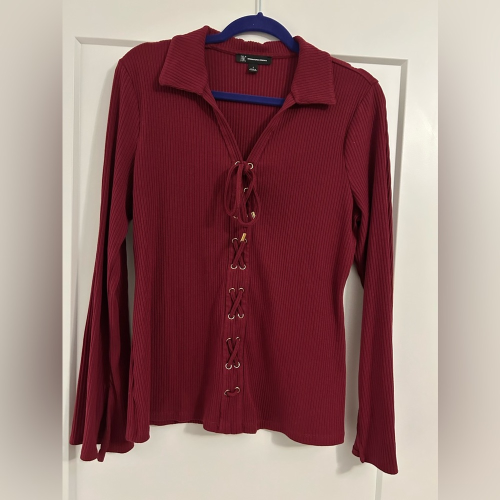 INC International Concepts top - burgundy color family